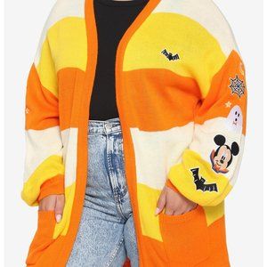 HP🎊🎊🎃Disney Mickey Mouse Halloween Candy Corn Stripe Girls Open Cardigan